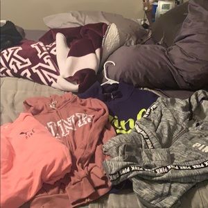 Victoria Secret Pink sweater,zip up, and jackets